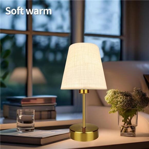 Mini Table Lamp Rechargeable Cordless Dimmable Night Light Warm Soft LED Bedroom - Picture 3 of 7